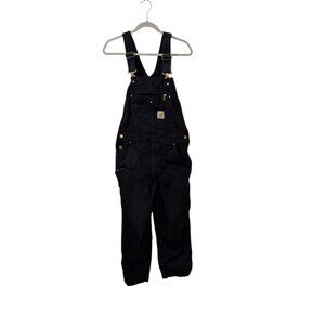 Carhartt Black Bib Overalls With Adjustable Straps & Multiple Pockets 32X30 R01-